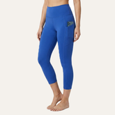 Yogazen Women's High-Waist Seamless Leggings with Side Pockets – Blue