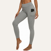 Yogazen Women's High-Waist Seamless Leggings with Side Pockets – Gray