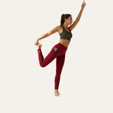Yogazen Women's High-Waist Seamless Leggings with Side Pockets – Maroon