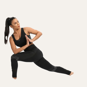 Yogazen Women's Seamless Crop Tank 2-Piece Workout Set – Black