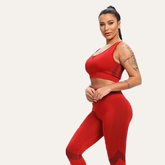 Yogazen Women's Seamless Crop Tank 2-Piece Workout Set – Red
