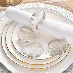 Napkin Rings in Silver Leaf Design - Decozen