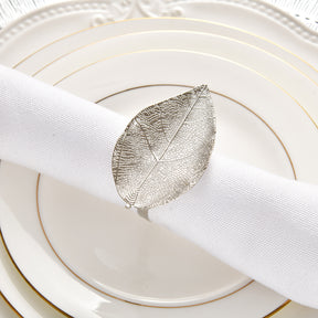 Napkin Rings in Silver Leaf Design - Decozen