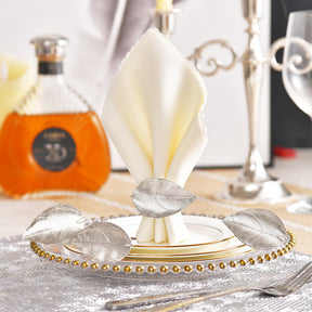Napkin Rings in Silver Leaf Design - Decozen