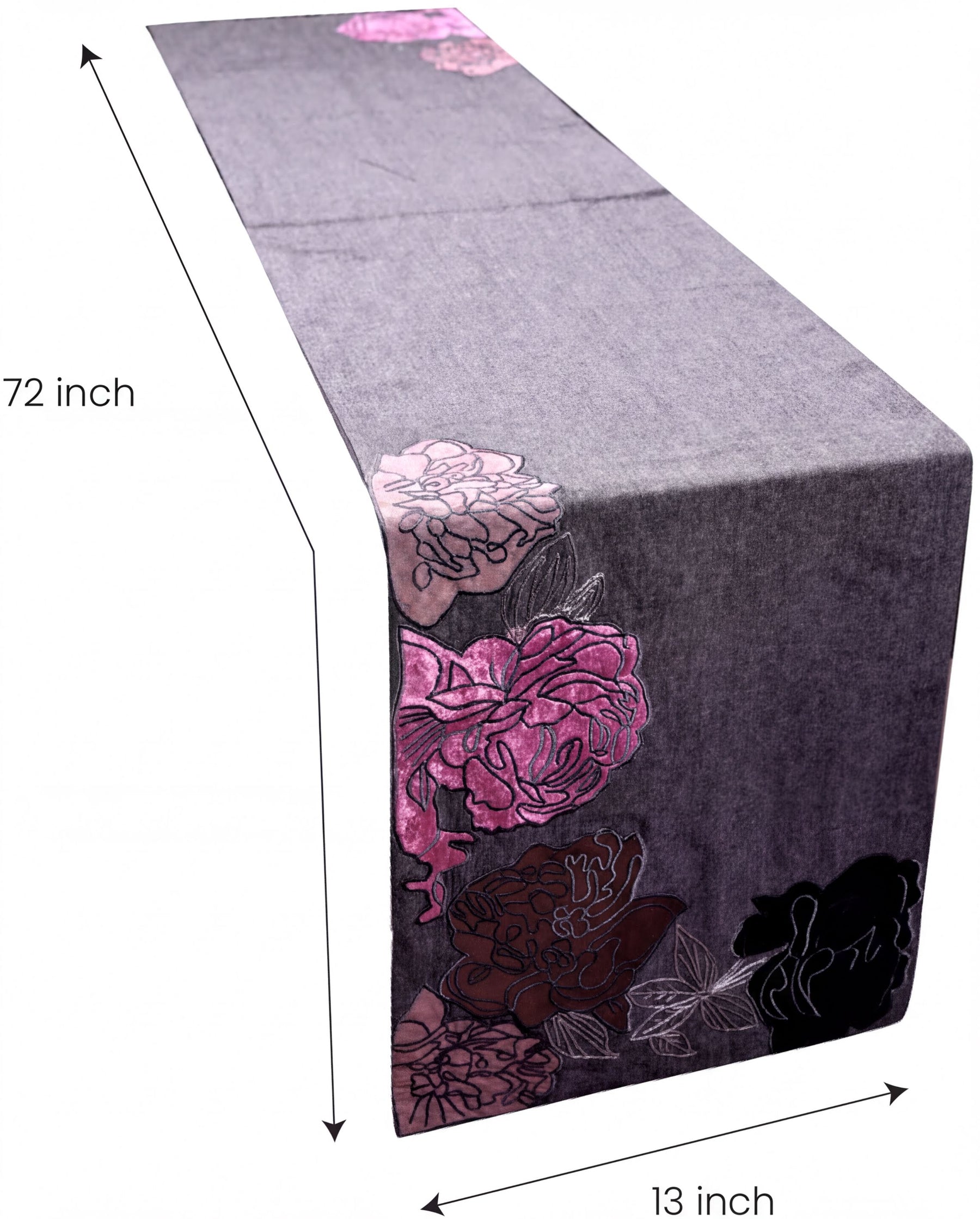 Embroidered decorative table runner with intricate designs, perfect for enhancing dining table decor.