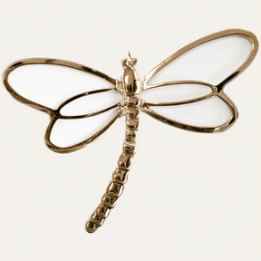Set of four Ivory Flight napkin rings by ZWZ-19-121 featuring gold and white dragonfly design for decorative dining table accents.