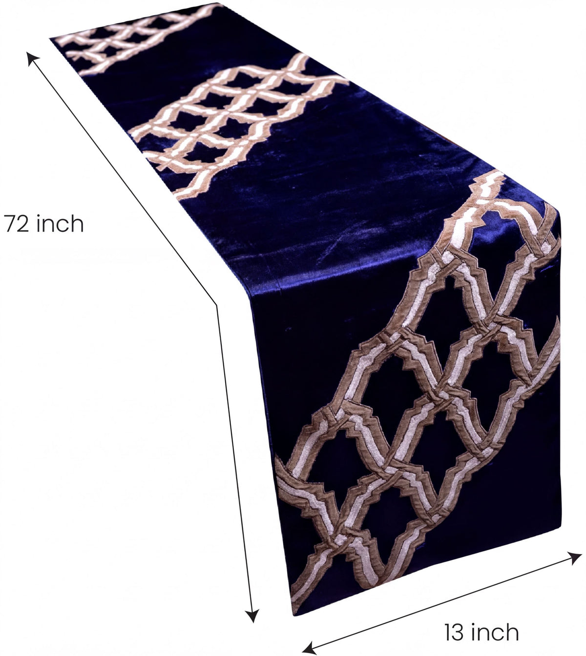Embroidered decorative table runner with intricate floral designs, ideal for elegant dining table decor.
