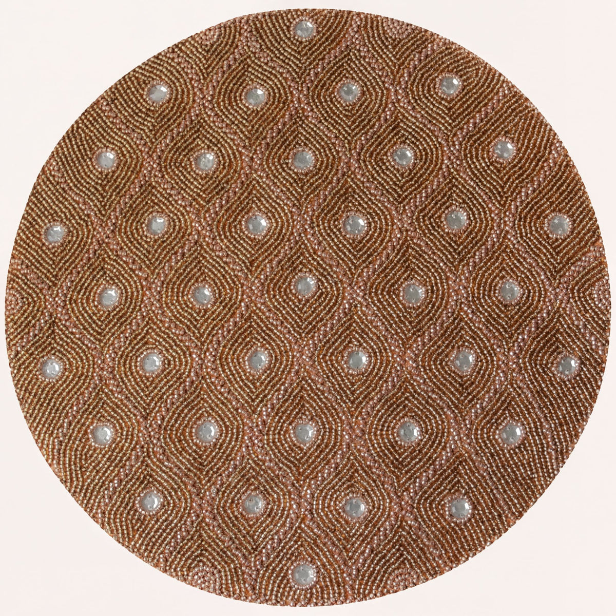 Set of two PM1042 embroidered beaded placemats from Clement Meadow collection, decorative 14-inch artistic table décor.