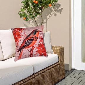 Set of four LD20180010170-4 birds printed design throw pillow covers, featuring colorful bird illustrations on fabric.