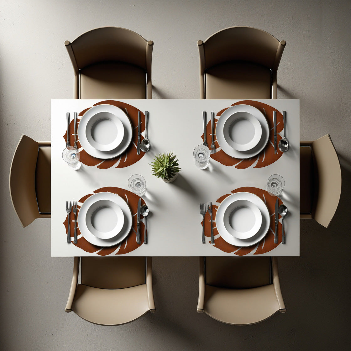 Monstera Leaf Cut Out Leather Placemats - Set of 6 - Decozen