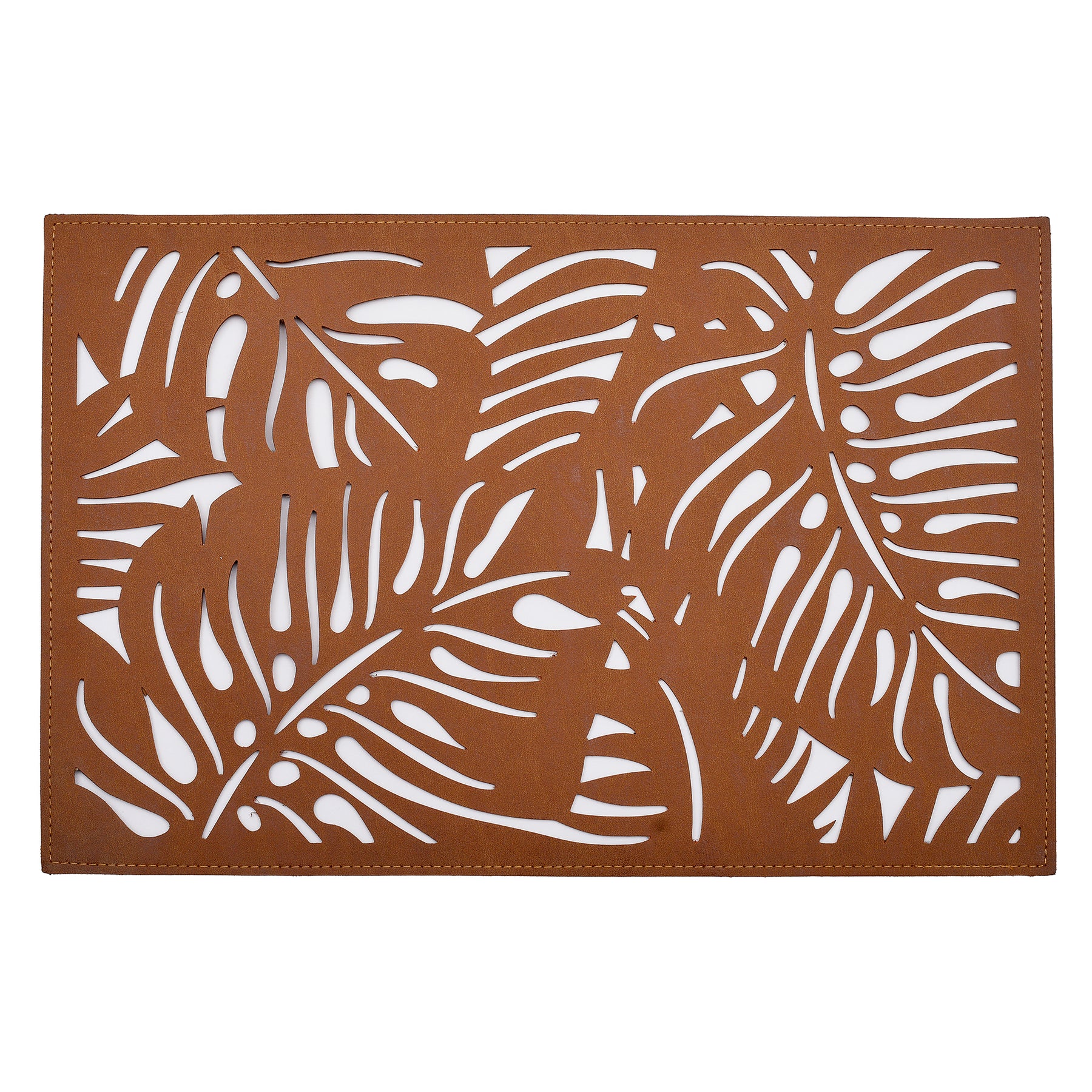 Monstera Leaf Cut Out Leather Placemats - Set of 6 - Decozen