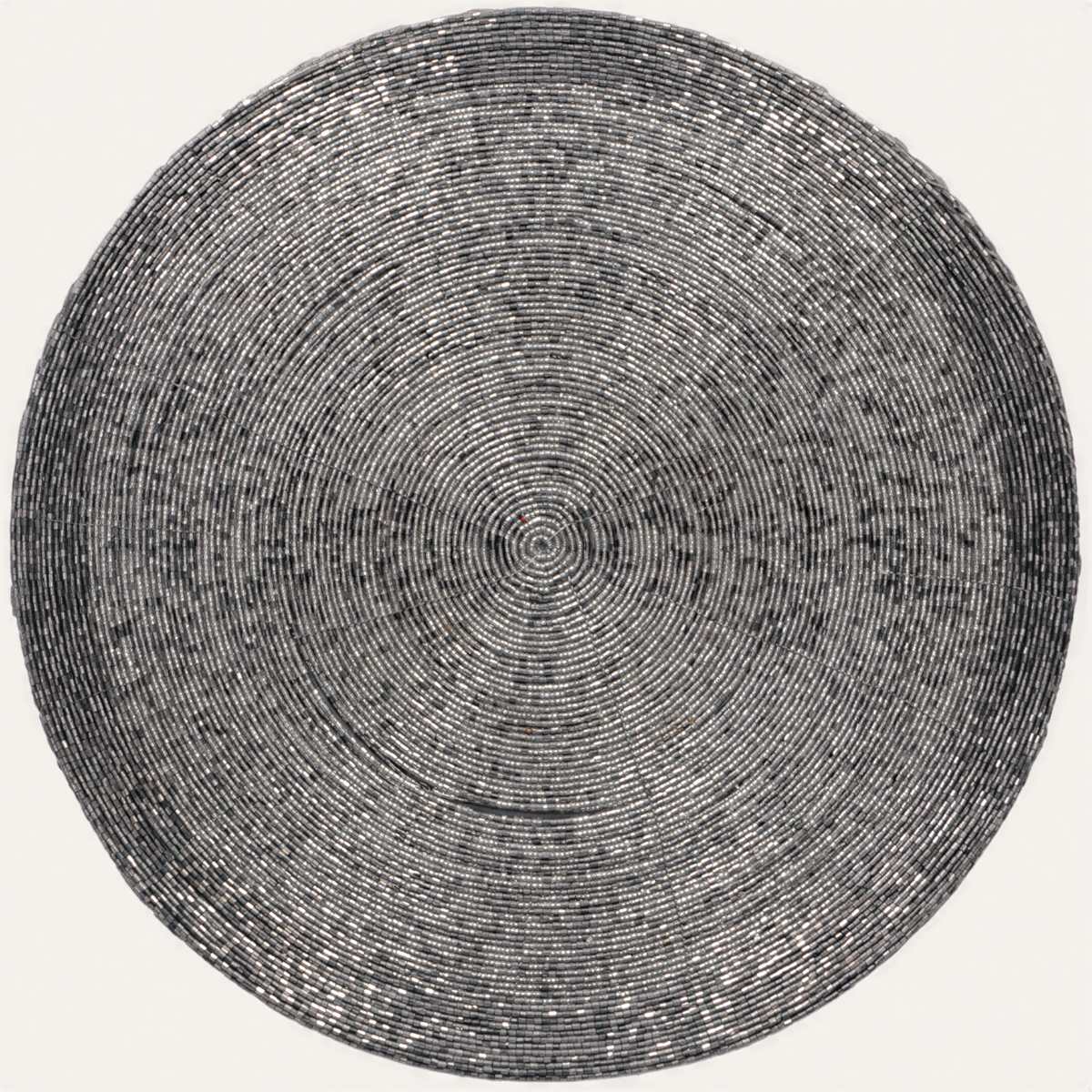 Set of four Dylian Grace beaded placemats from the Dylian Collection, decorative 14-inch table decor for elegant dining.