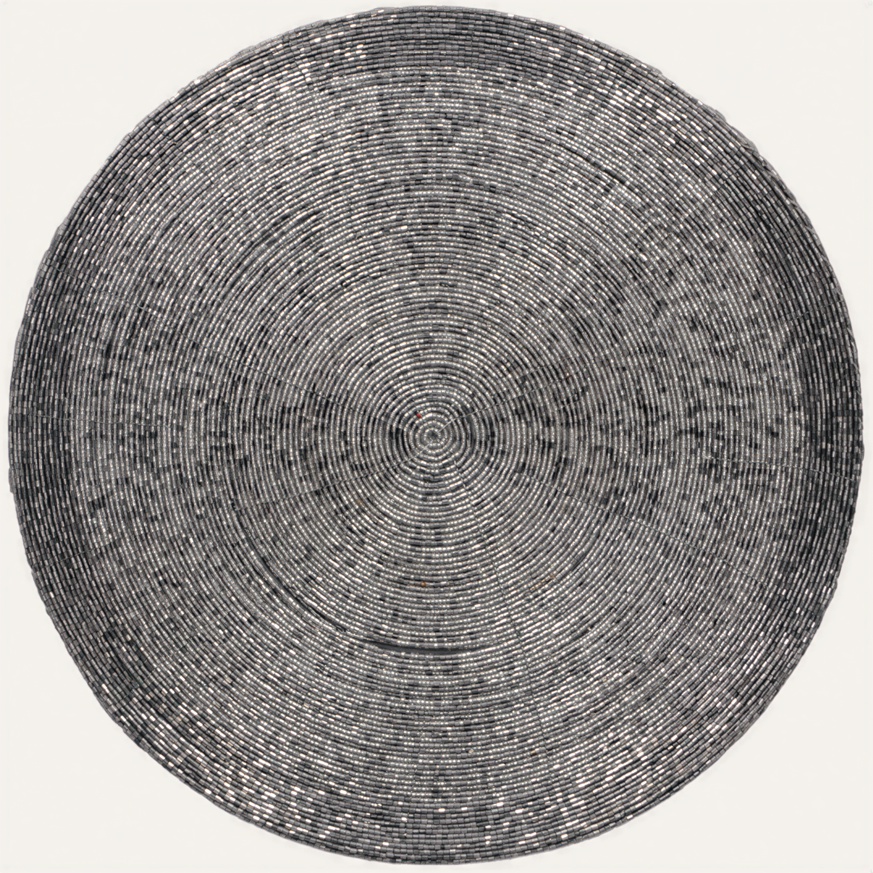 Set of four Dylian Grace beaded placemats from the Dylian Collection, decorative 14-inch table decor for elegant dining.