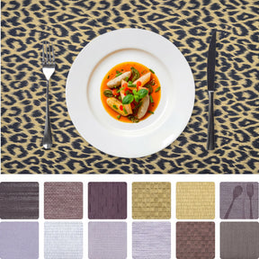 Set of 4 and 6 PVC placemats by 618EVA-6-8-4, showing colorful, durable plastic placemats for table protection and decor.
