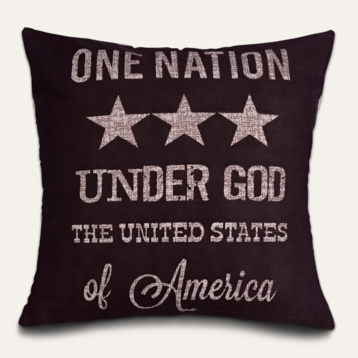 O4 patriotic design printed throw pillow cover, 18x18 inches, featuring bold red, white, and blue stars and stripes for home decor.