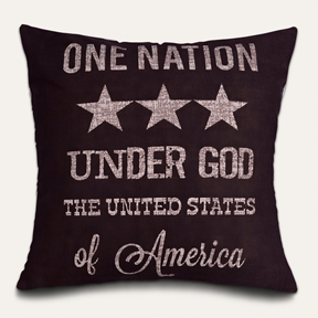 O4 patriotic design printed throw pillow cover, 18x18 inches, featuring bold red, white, and blue stars and stripes for home decor.