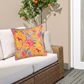 Floral printed throw pillow cover in 20x20 inches, decorative cushion cover from CC-9695-A-4 with vibrant floral design.