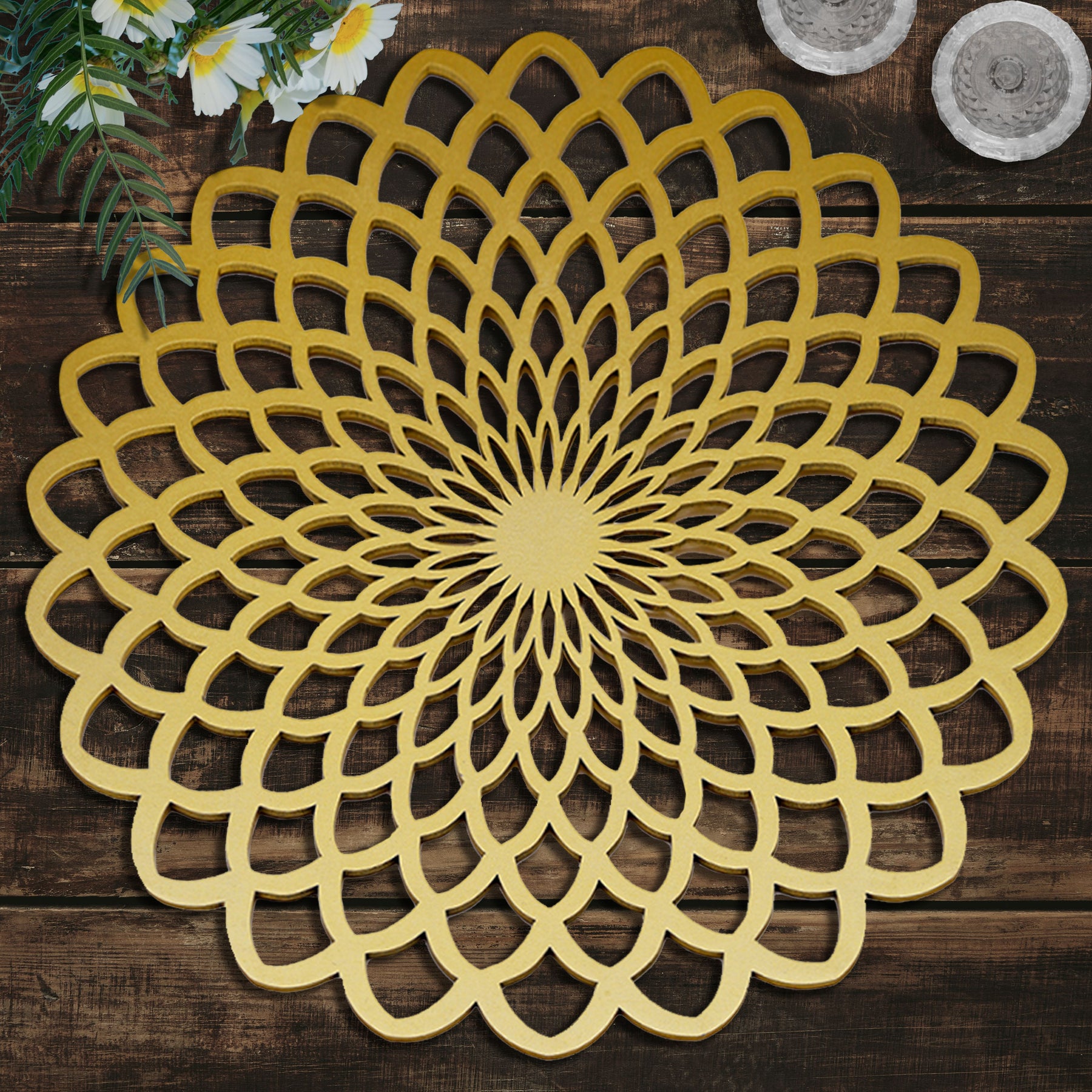 Gold Wooden Trivet Placemats for Dining Table - Decozen