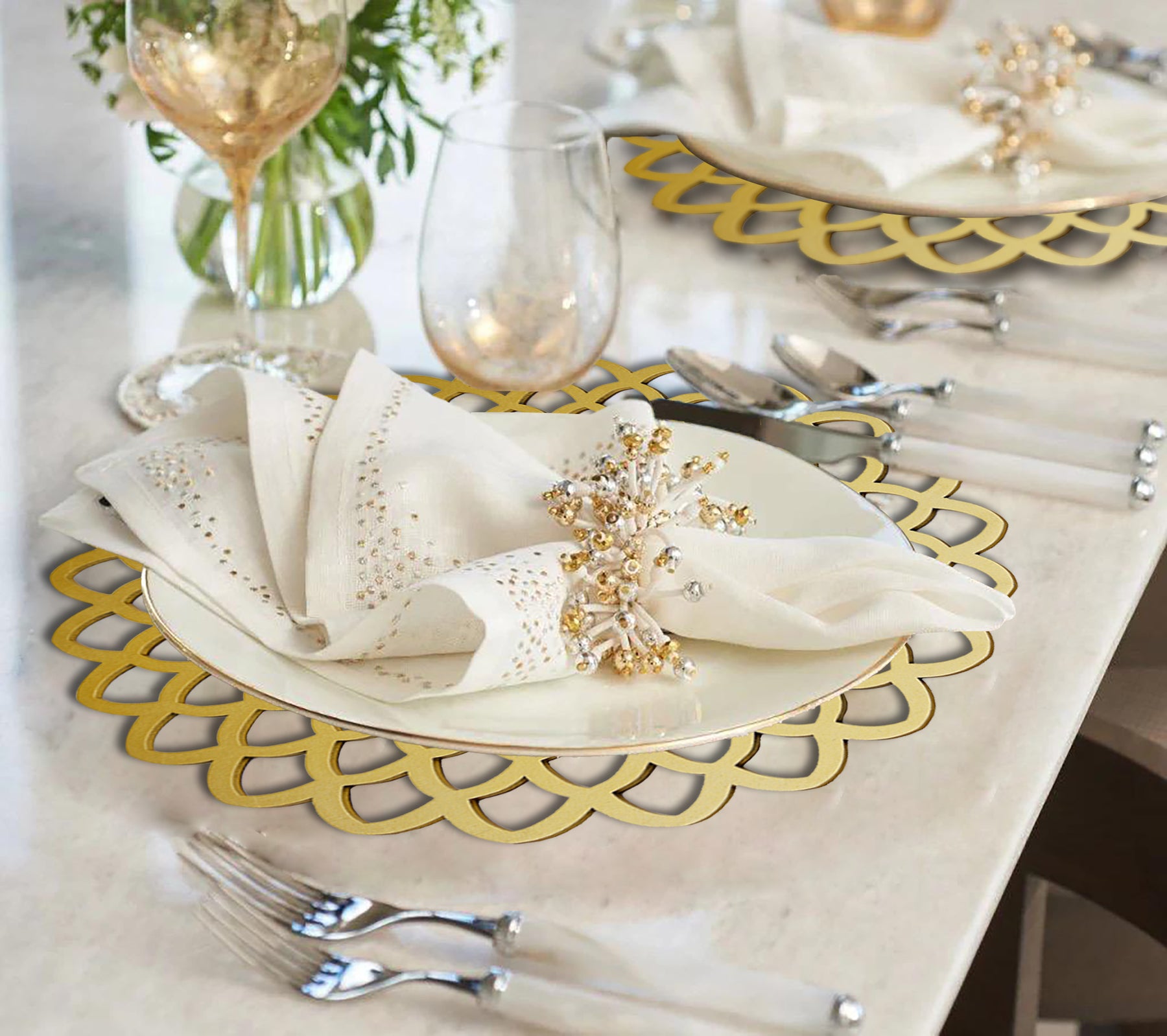 Gold Wooden Trivet Placemats for Dining Table - Decozen
