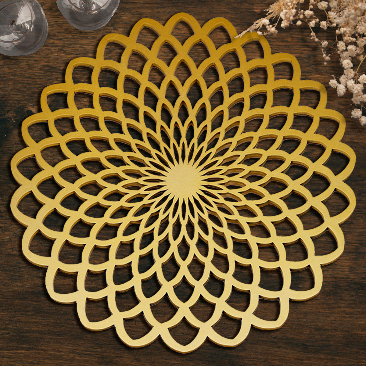 Gold Wooden Trivet Placemats for Dining Table - Decozen