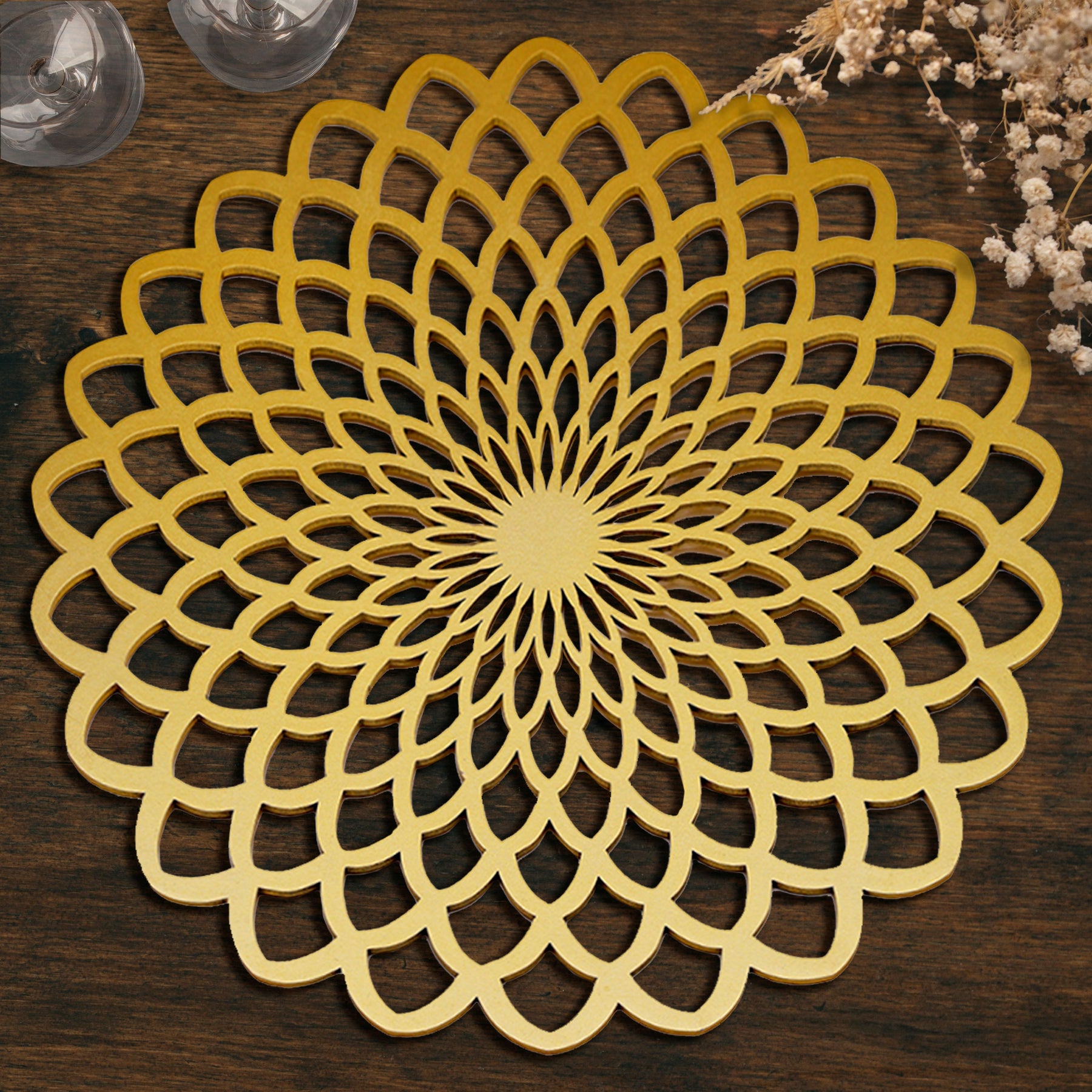 Gold Wooden Trivet Placemats for Dining Table - Decozen