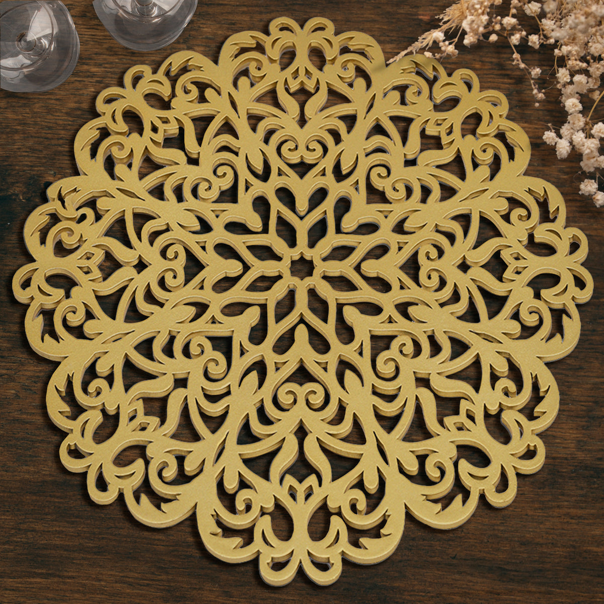 Gold Wooden Trivet Placemats for Dining Table - Decozen