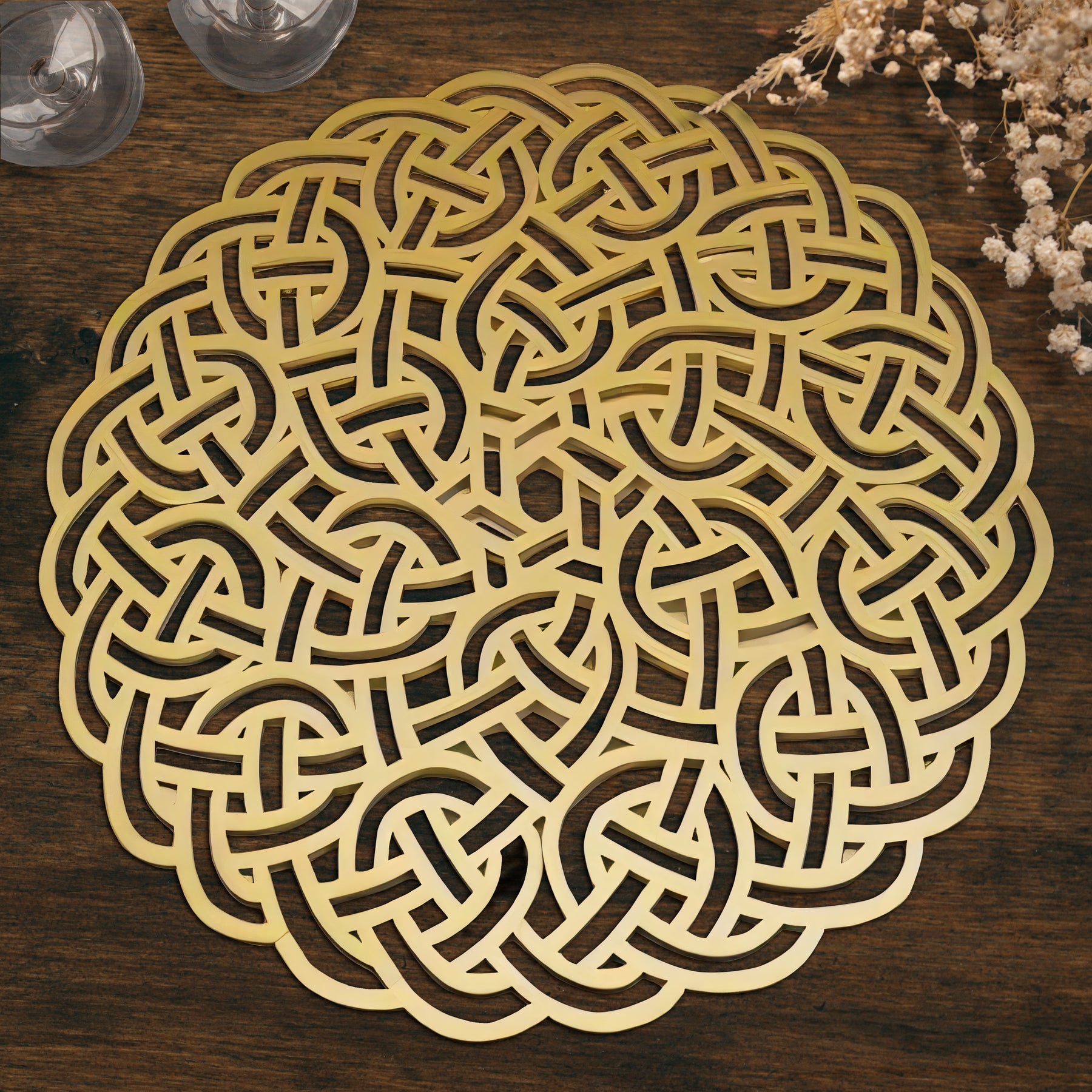 Gold Wooden Trivet Placemats for Dining Table - Decozen
