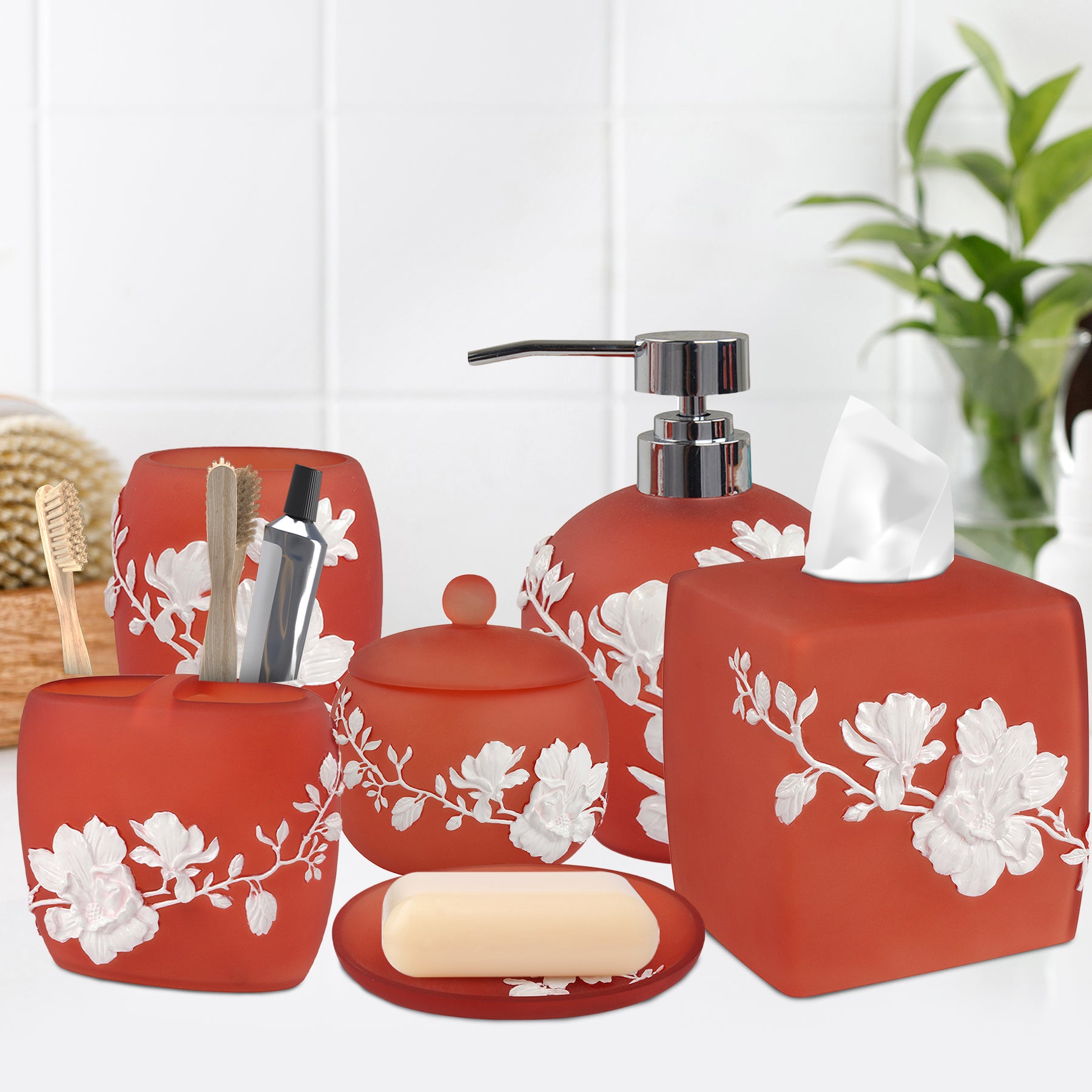 The Savannah Collection – Elegant Modern Bathroom Décor Accessories Set of 6 - Decozen