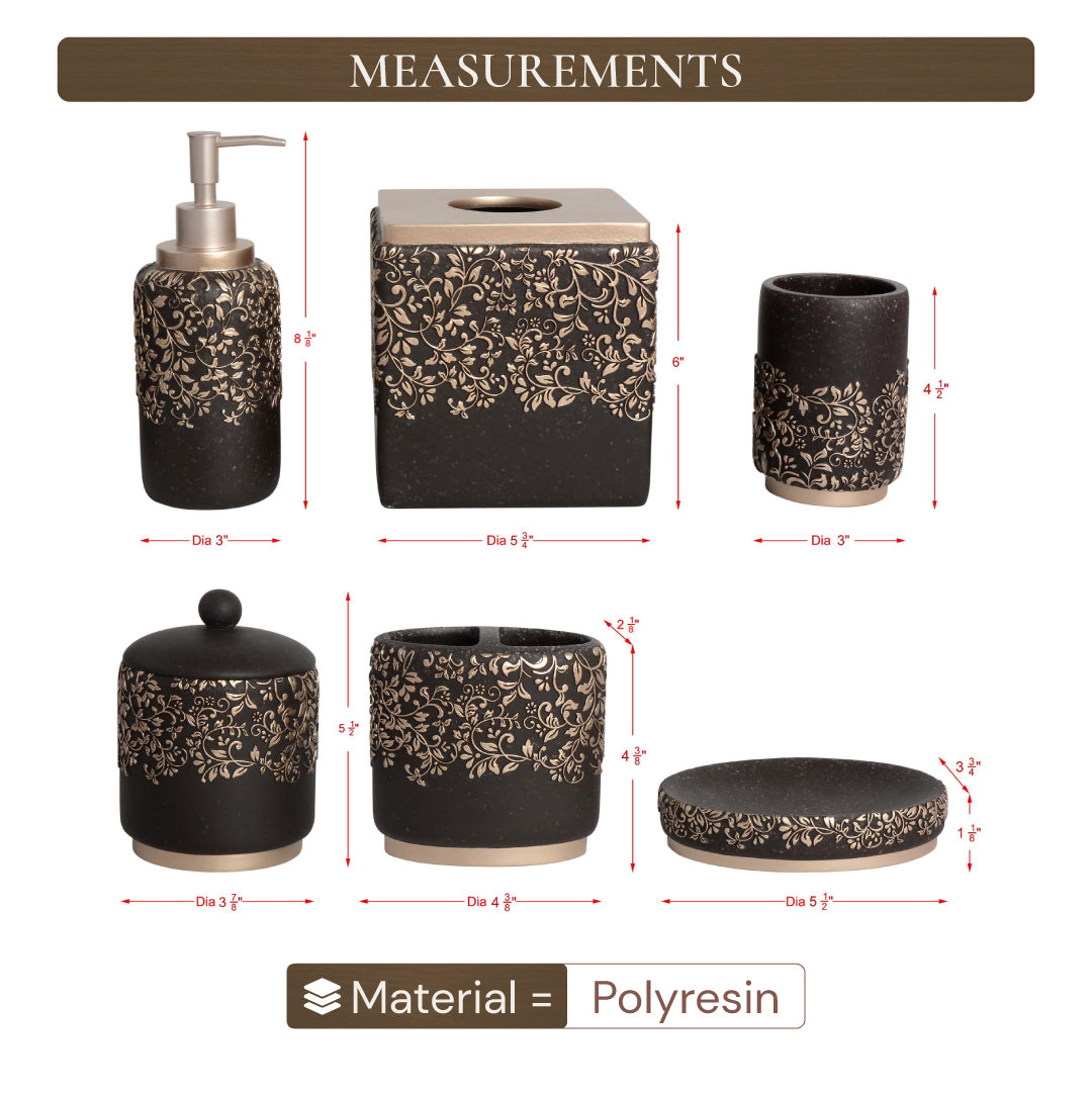 The Stella Collection – Elegant Modern Bathroom Décor Accessories Set of 6 - Decozen