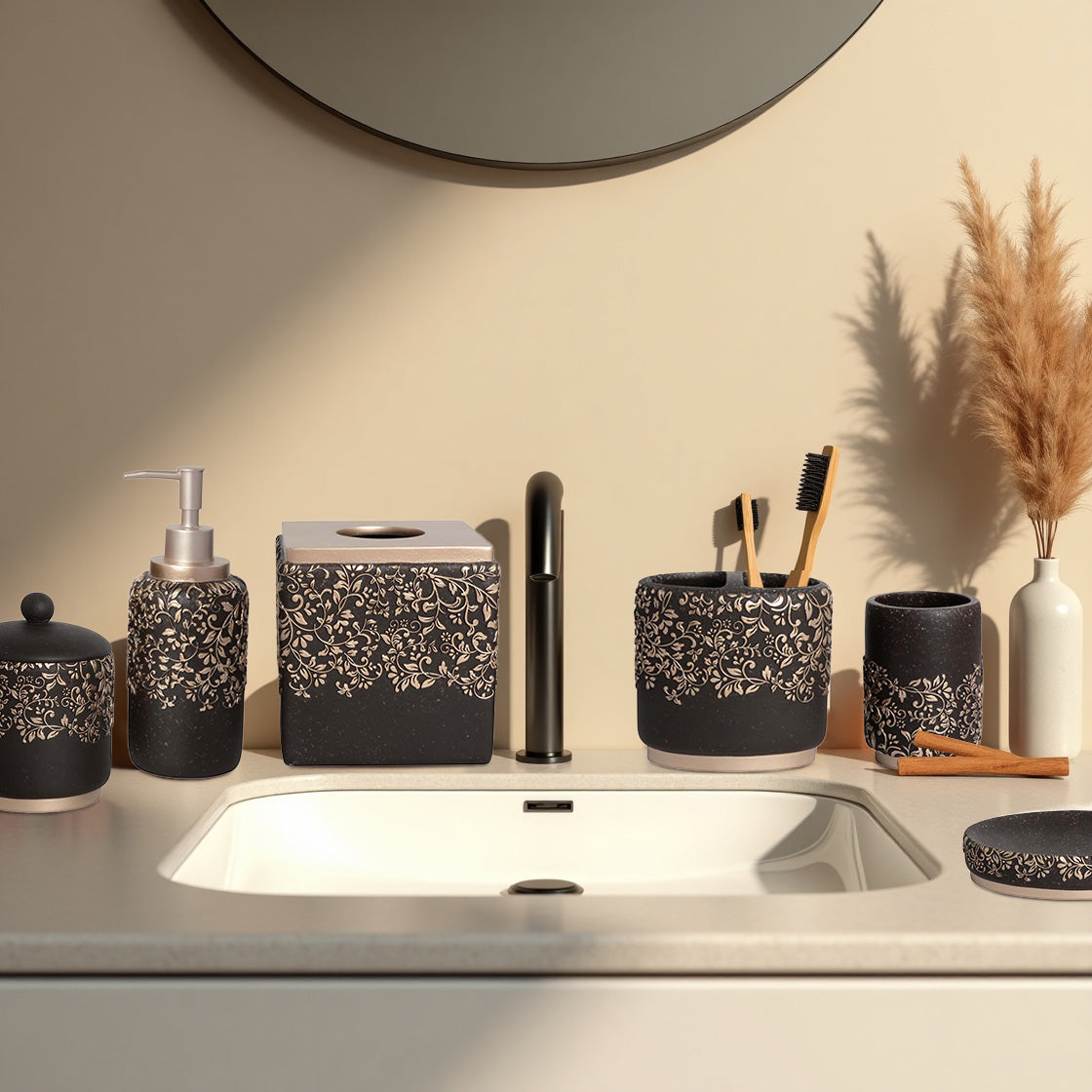 The Stella Collection – Elegant Modern Bathroom Décor Accessories Set of 6 - Decozen