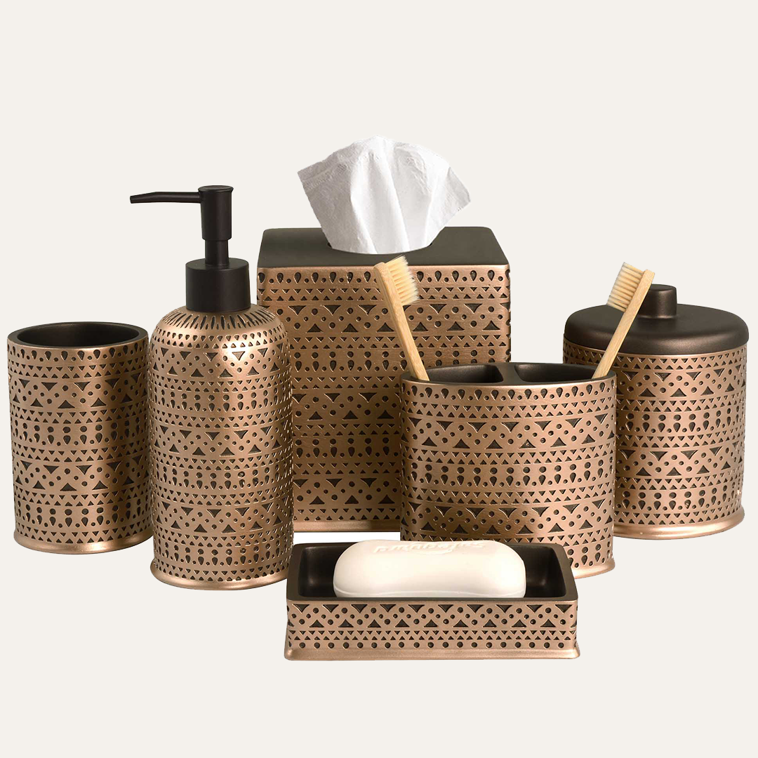 The Cappello Collection - Elegant Modern Bathroom Décor Accessories Set of 6 - Decozen