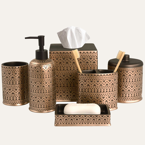 Elegant modern bathroom décor accessories set of 6 from The Cappello Collection, featuring stylish bath accessories by AH8323.