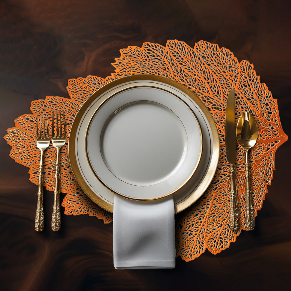 Leaf Cut Out Vinyl Placemats - Set of 6 - Decozen