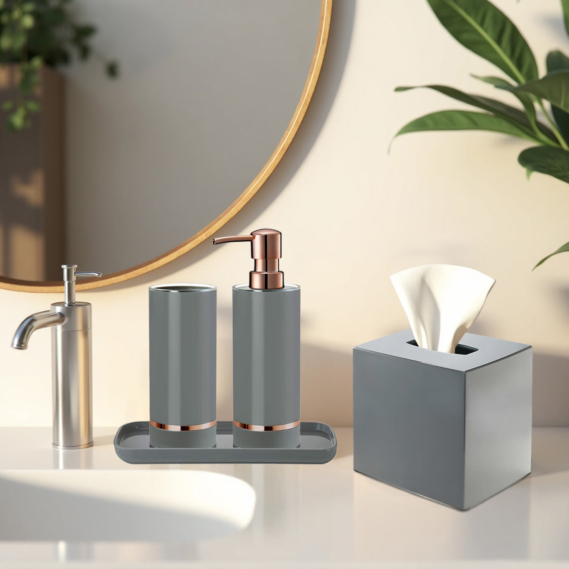 The Elegant Haven Collection – Elegant Modern Bathroom Décor Accessories Set of 4 - Decozen