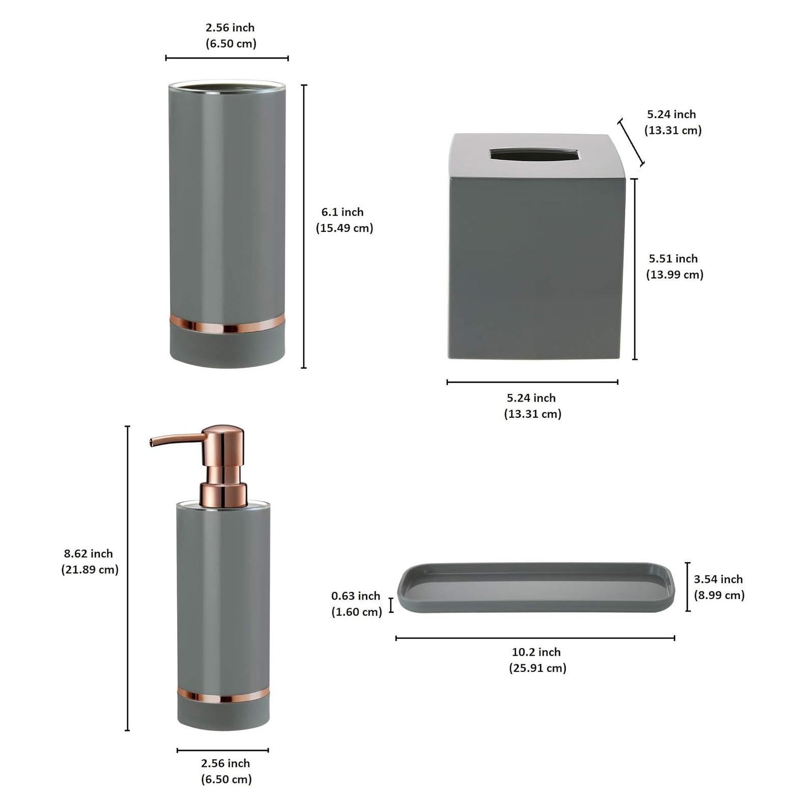 The Elegant Haven Collection – Elegant Modern Bathroom Décor Accessories Set of 4 - Decozen