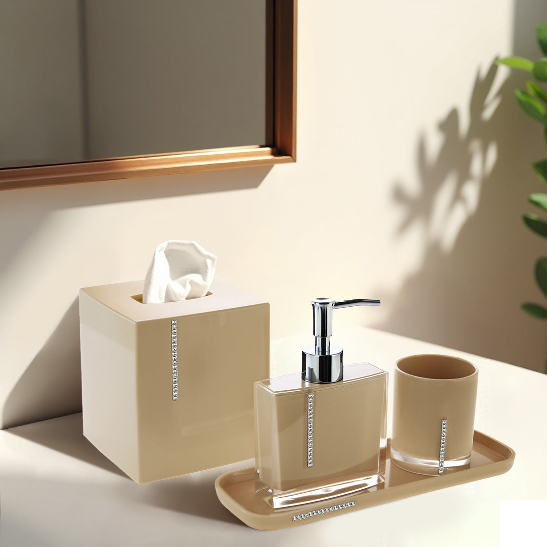 The Mcclary Collection - Elegant Modern Bathroom Décor Accessories Set of 4 - Decozen