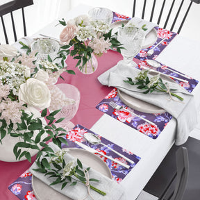 Set of four floral design cork-backed placemats by ATKP-4CK, featuring vibrant floral patterns on cork surface.