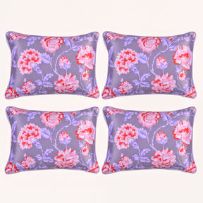 Floral printed throw pillow cover in beige and pink, 14 x 20 inches, designed for decorative sofa or bed accents.