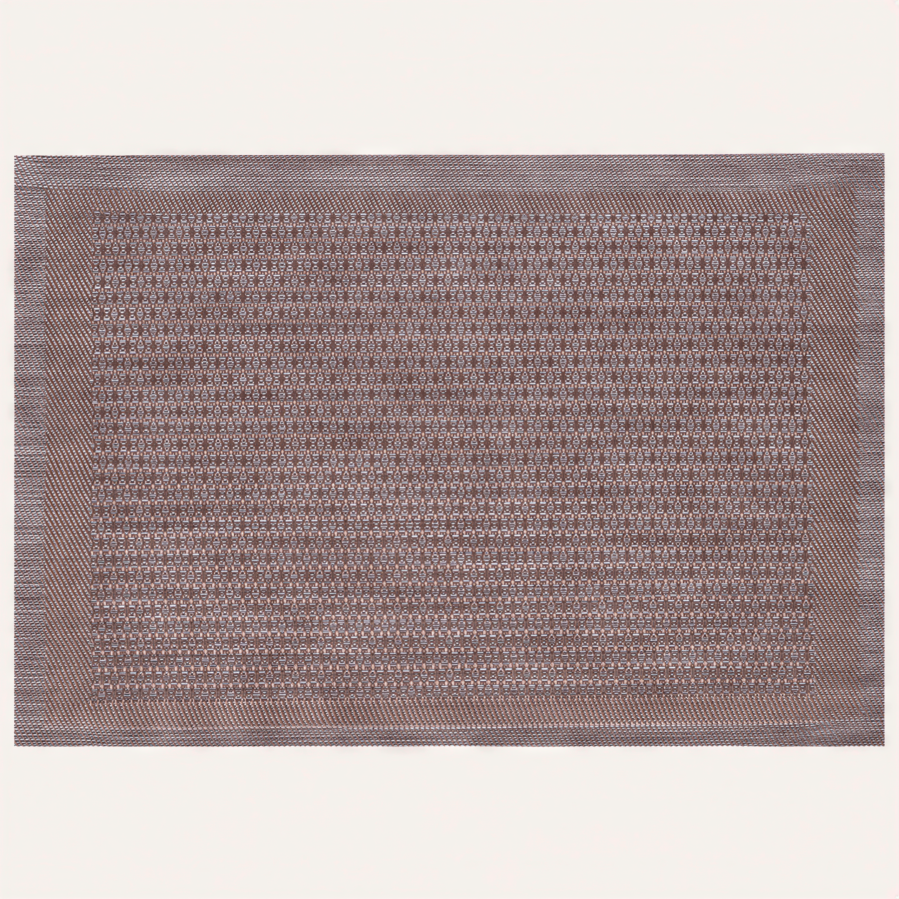 Brown and gold PVC placemats featuring a stylish design, heat-resistant, washable, and wipeable table protectors for indoor and outdoor use.