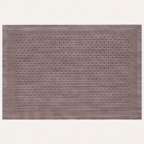 Brown and gold PVC placemats featuring a stylish design, heat-resistant, washable, and wipeable table protectors for indoor and outdoor use.