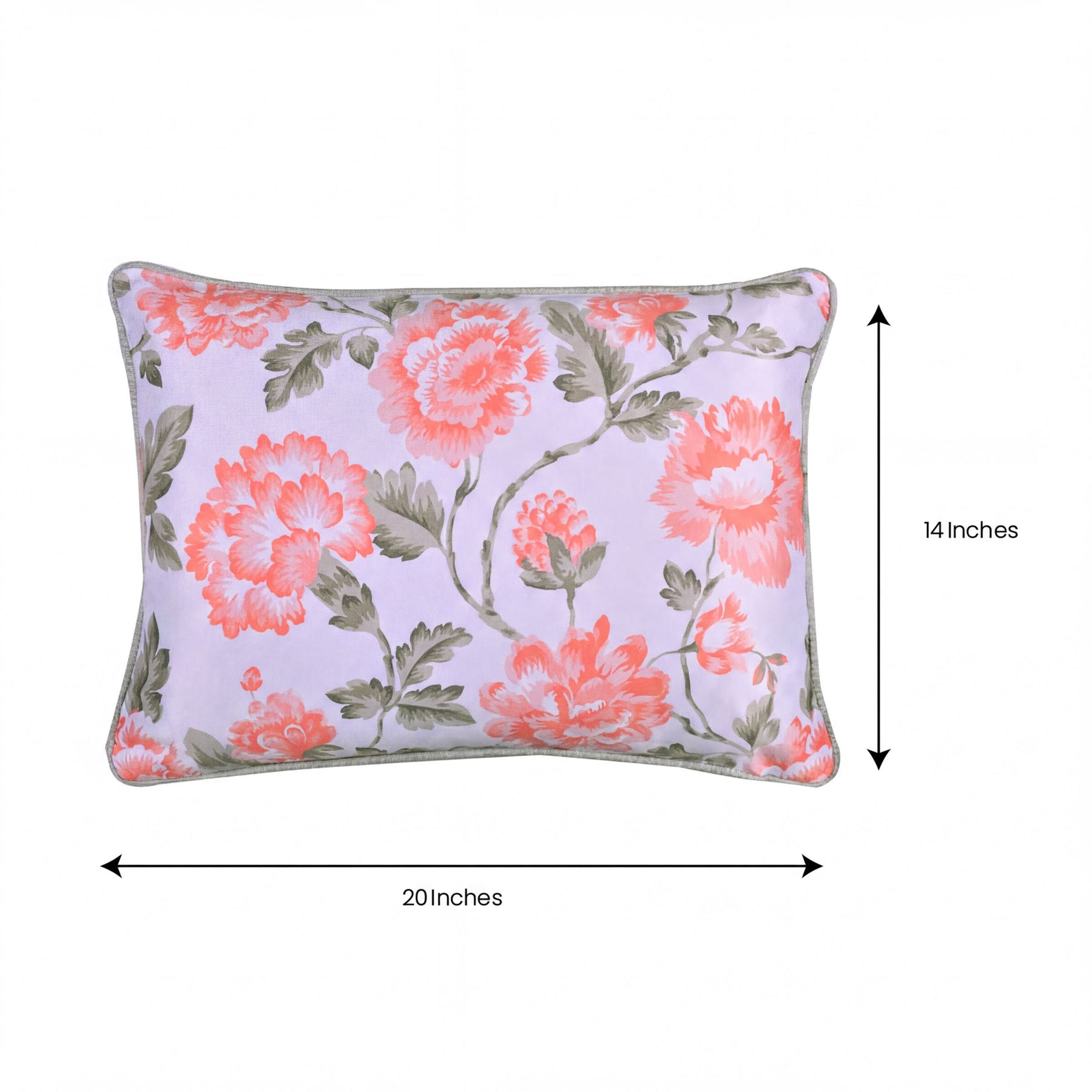 Floral printed throw pillow cover, 14x20 inches, by CC-9692-4, featuring vibrant floral design on fabric.