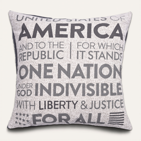 O10 patriotic design printed throw pillow cover, 18x18 inches, featuring a vibrant patriotic pattern on soft fabric.