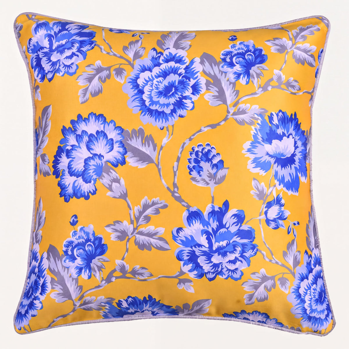 Floral printed throw pillow cover, 20x20 inches, decorative pillow cover with vibrant floral design, suitable for sofa or bed decor.