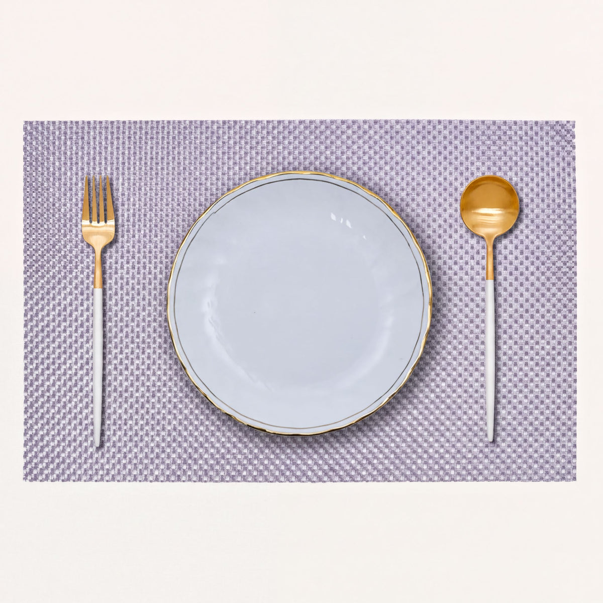 Set of four PVC placemats for dining table by brand 44339, featuring a smooth, durable surface for meal protection and style.
