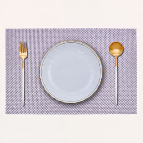 Set of four PVC placemats for dining table by brand 44339, featuring a smooth, durable surface for meal protection and style.