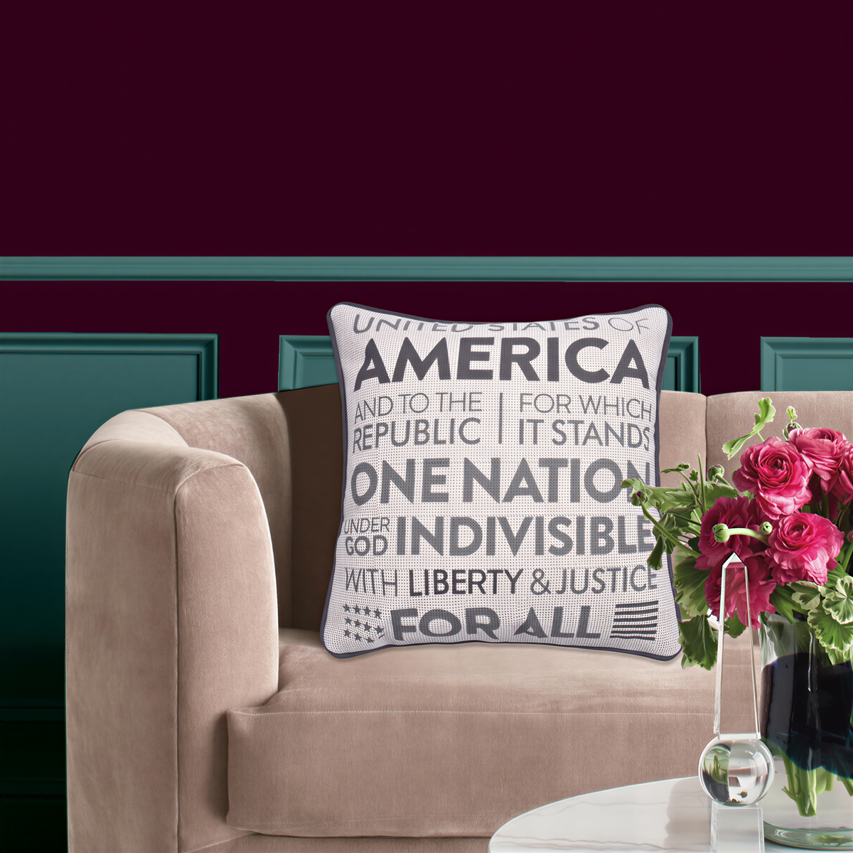Set of 3 patriotic design printed throw pillow covers, 18x18 inches, by O10-3, featuring vibrant American-themed patterns.