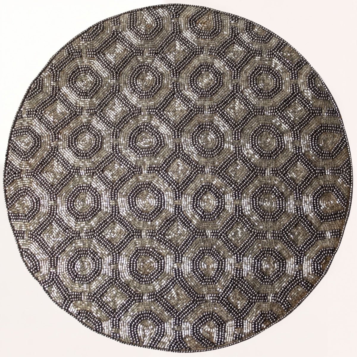 Set of 2 Steinbach Grace embroidered beaded placemats, 14-inch decorative dining table decor with intricate beaded embroidery.