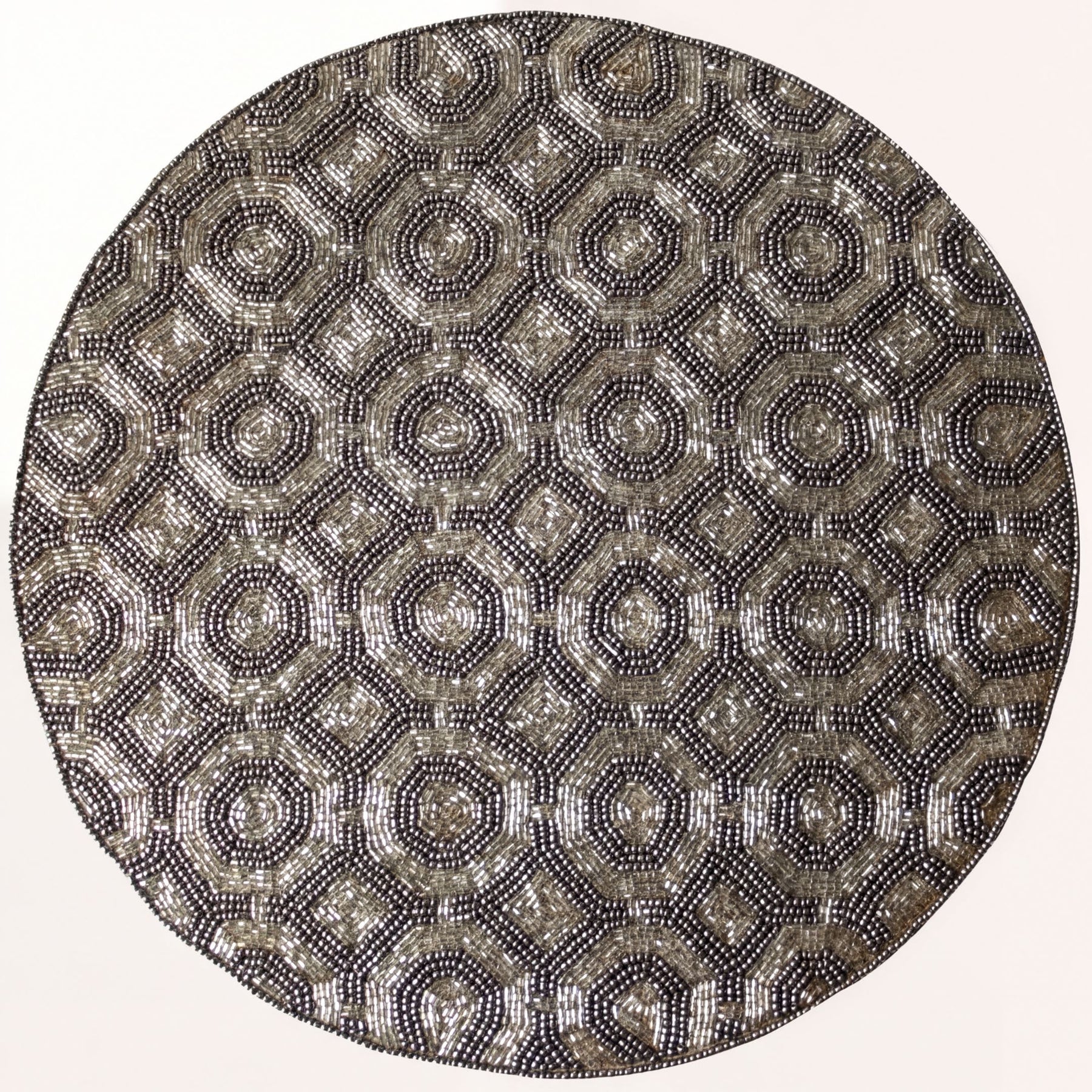 Set of 2 Steinbach Grace embroidered beaded placemats, 14-inch decorative dining table decor with intricate beaded embroidery.