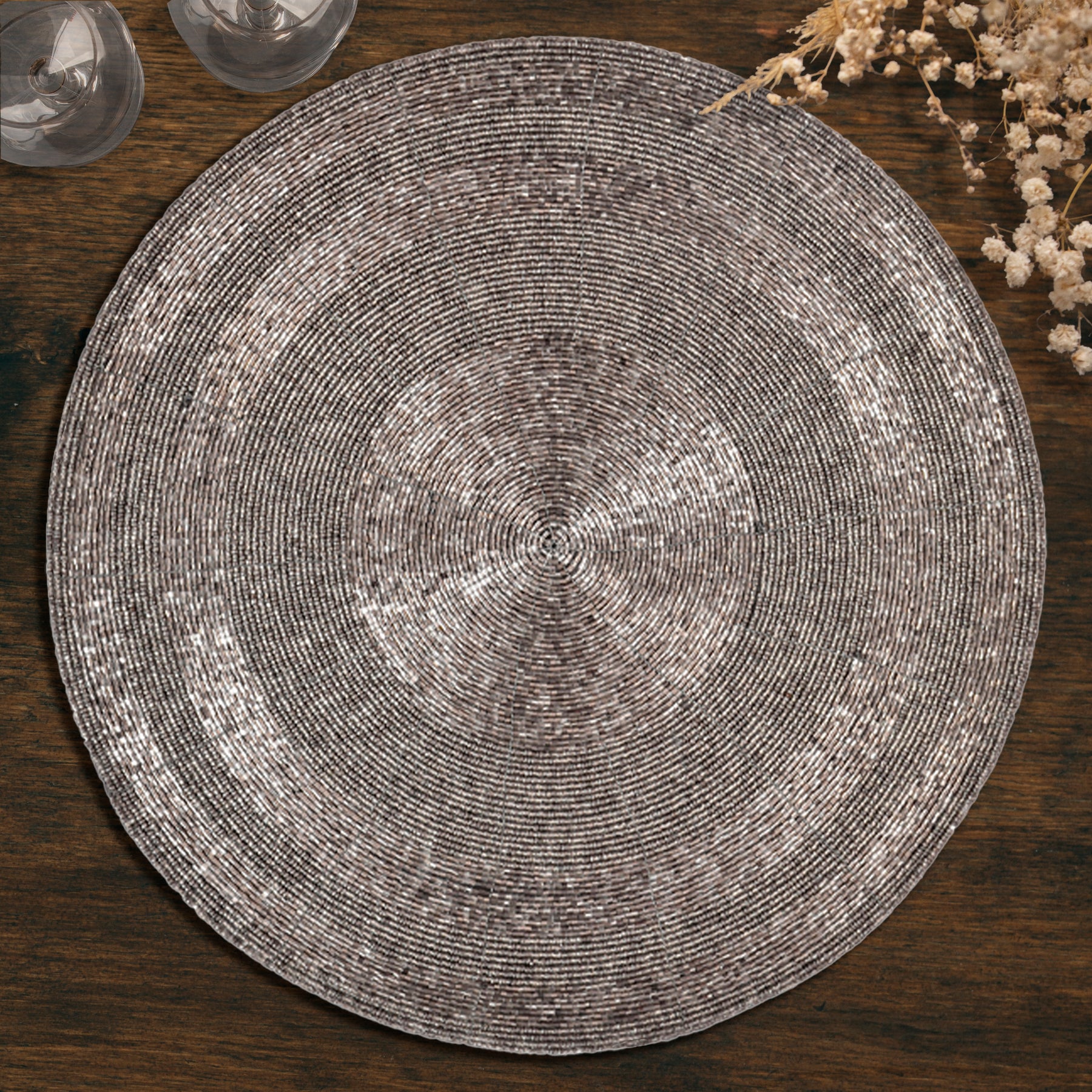 Charliedon Bloom – Beaded Placemats, The Charliedon Collection Artistic Decorative Dining Table Décor 14 inch - Decozen