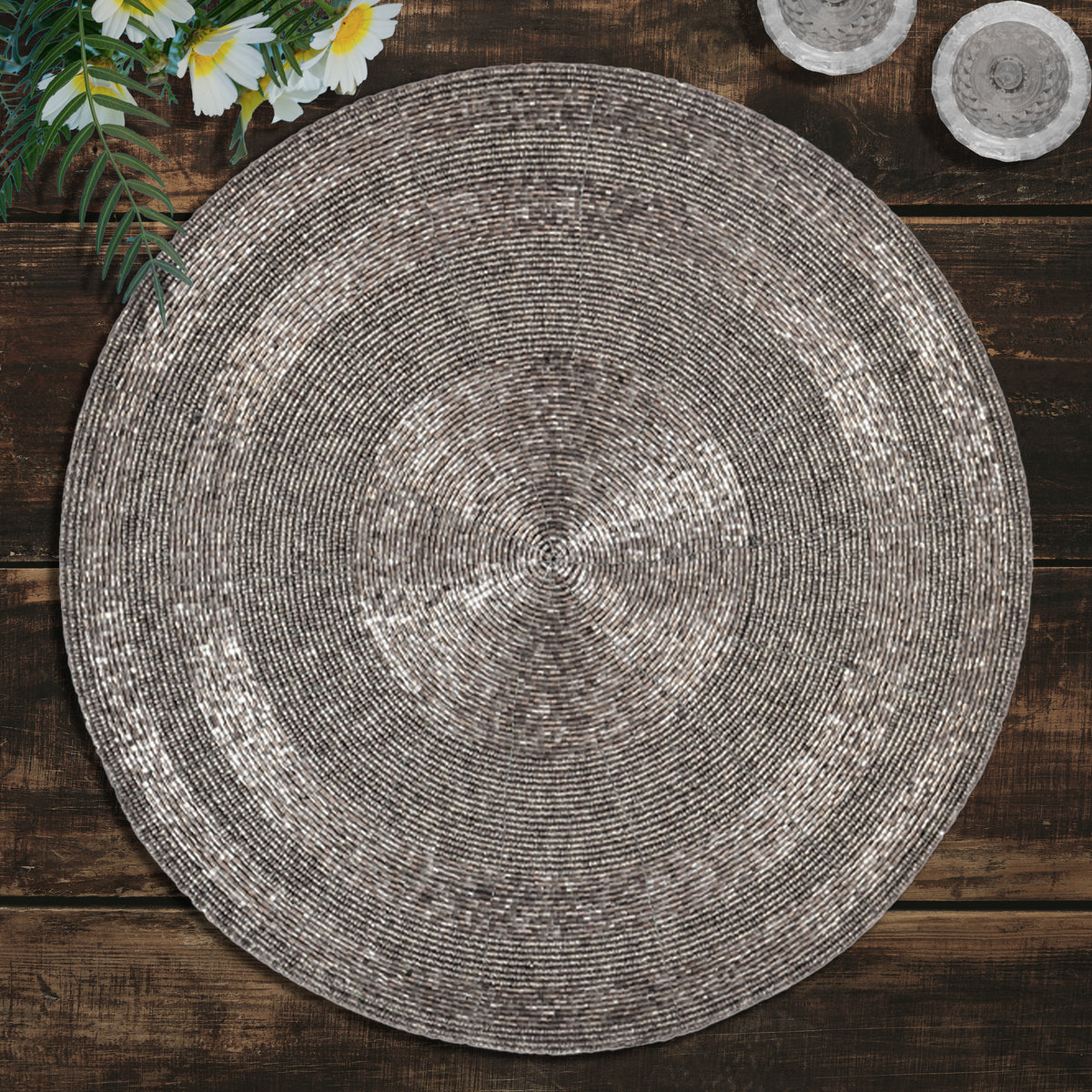 Charliedon Bloom – Beaded Placemats, The Charliedon Collection Artistic Decorative Dining Table Décor 14 inch - Decozen